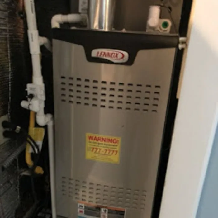 Gas furnace installed in a closet